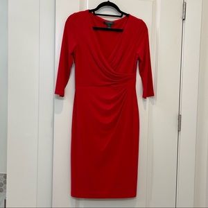 RED Lauren Ralph Lauren Wrap-Front Jersey Dress- size 6
